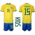 Brazilië Fabinho #15 Babykleding Thuisshirt Kinderen WK 2022 Korte Mouwen (+ korte broeken)
